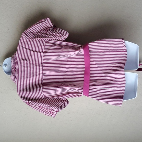 Lane Bryant 1X Striped Waist Tie Button Puff Sleeve Retro Y2K top - Picture 3 of 8